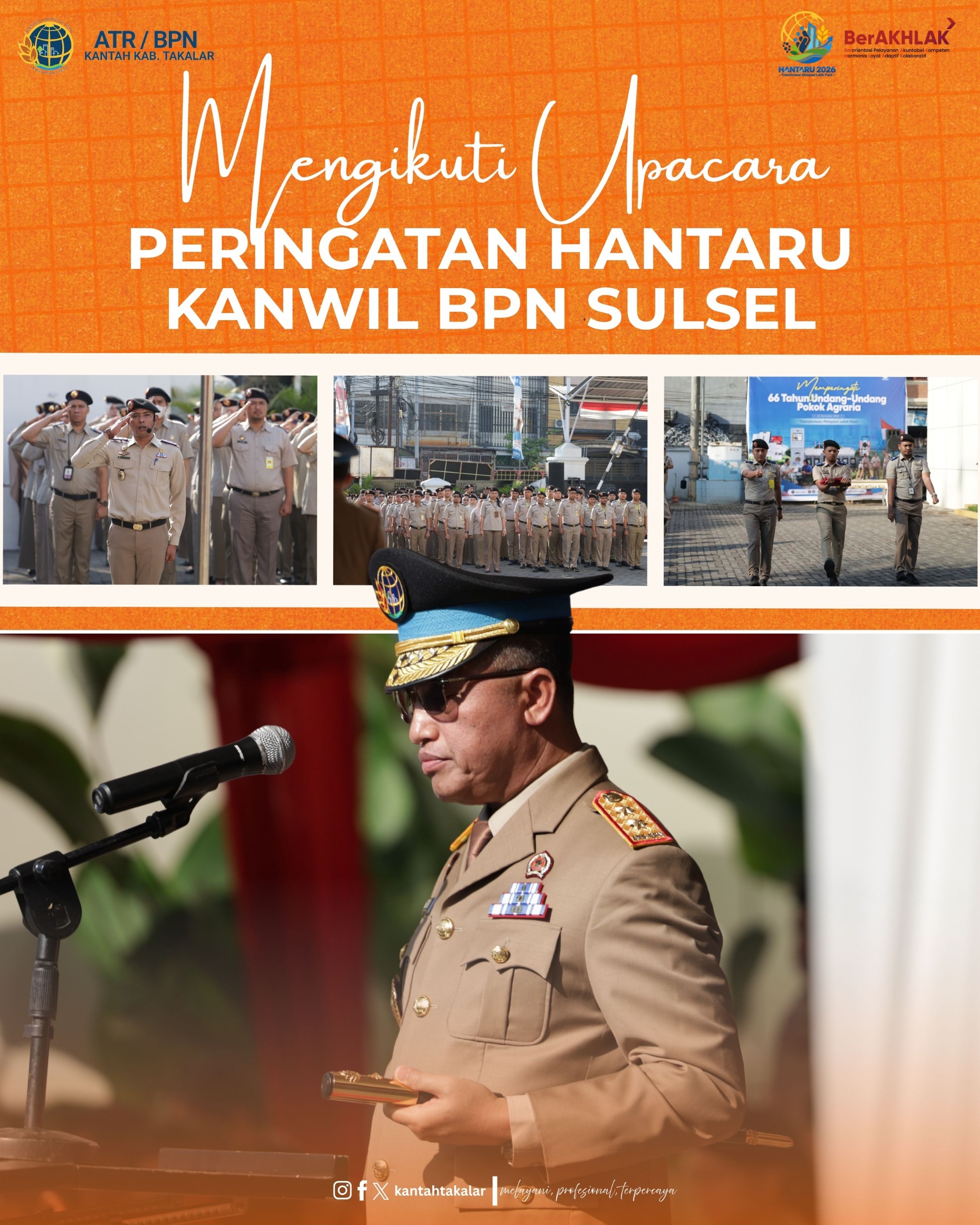 Mengikuti Upacara Peringatan Hantaru 2026 Di Kanwil BPN Sulsel
