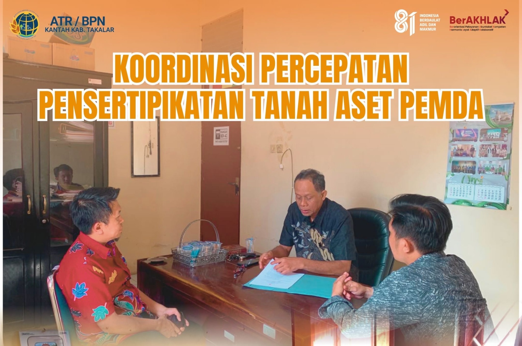 Koordinasi terkait persiapan penandatanganan Nota Kesepahaman (MoU) dalam rangka percepatan pensertipikatan tanah aset milik Pemerintah Daerah