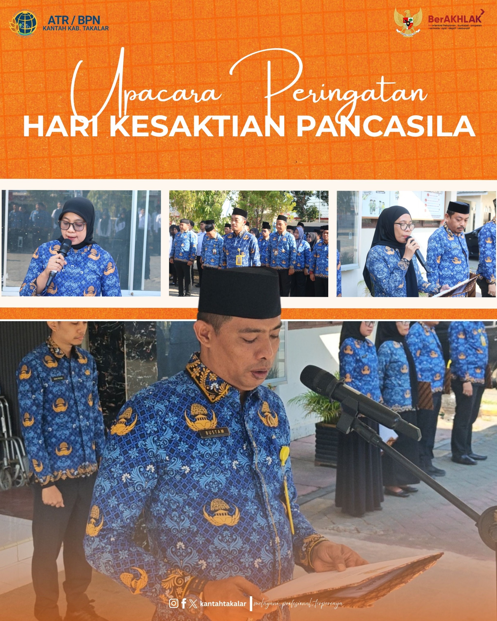 Upacara Peringatan Hari Kesaktian Pancasila di lingkungan Kantor Pertanahan Kabupaten Takalar.