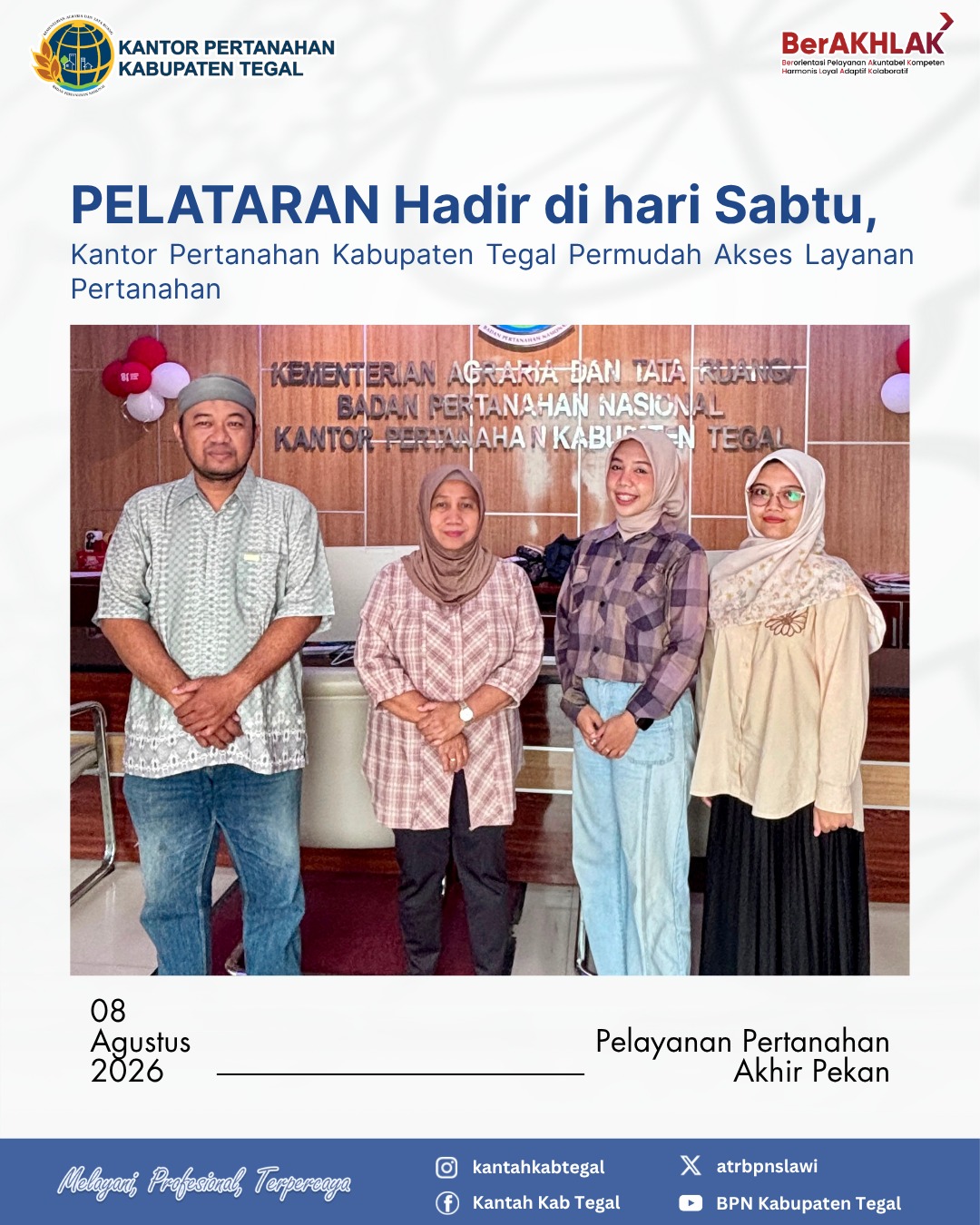 PELATARAN Hadir di Hari Sabtu, Kantor Pertanahan Kabupaten Tegal Permudah Akses Layanan Pertanahan