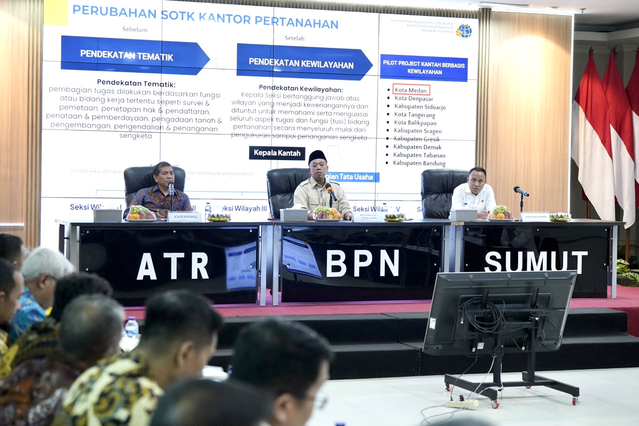 Pengarahan di Kanwil BPN Provinsi Sumatera Utara, Menteri Nusron Minta Jajaran Utamakan Kemudahan Layanan bagi Masyarakat