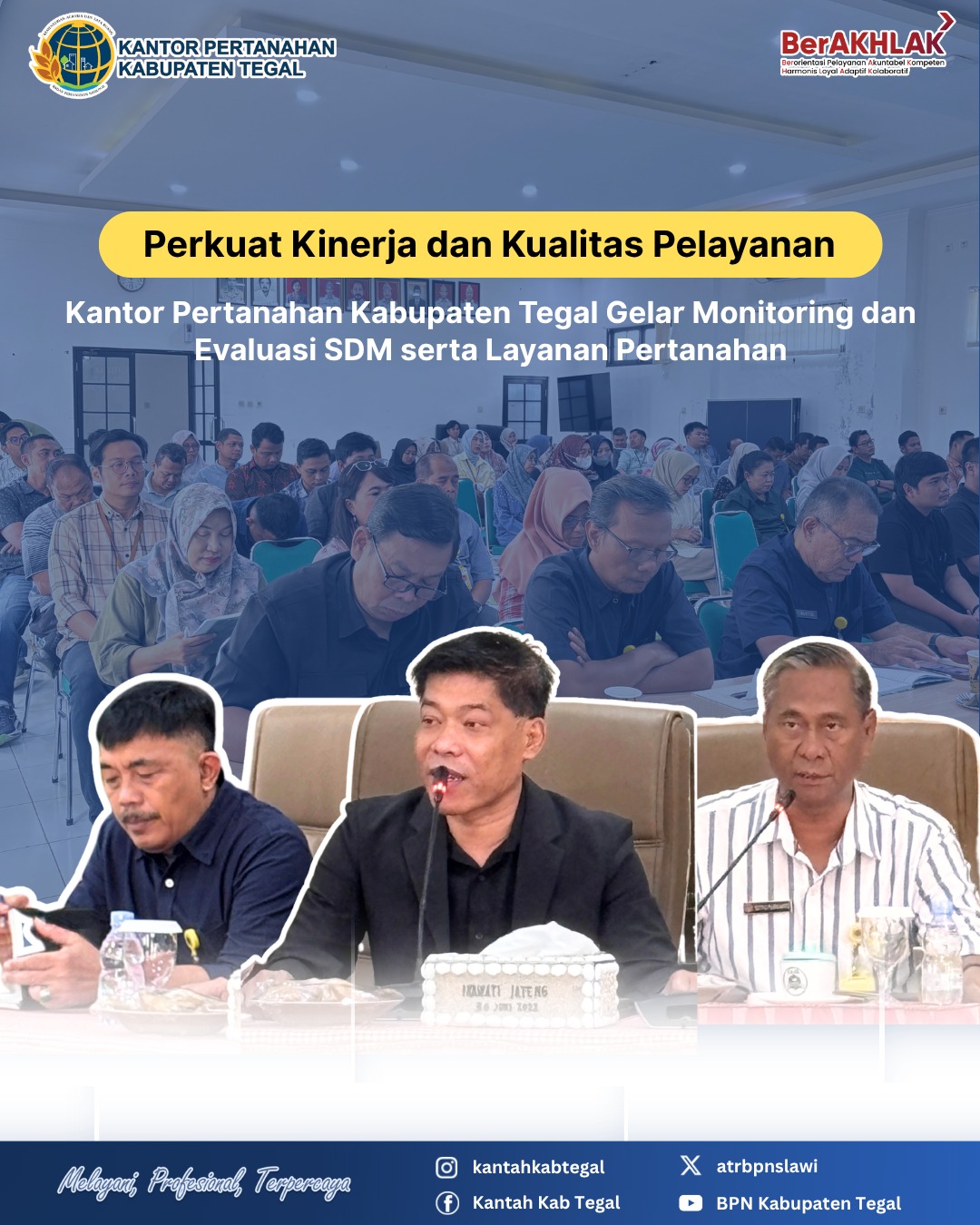 Perkuat Kinerja dan Kualitas Pelayanan, Kantor Pertanahan Kabupaten Tegal Gelar Monitoring dan Evaluasi SDM serta Layanan Pertanahan