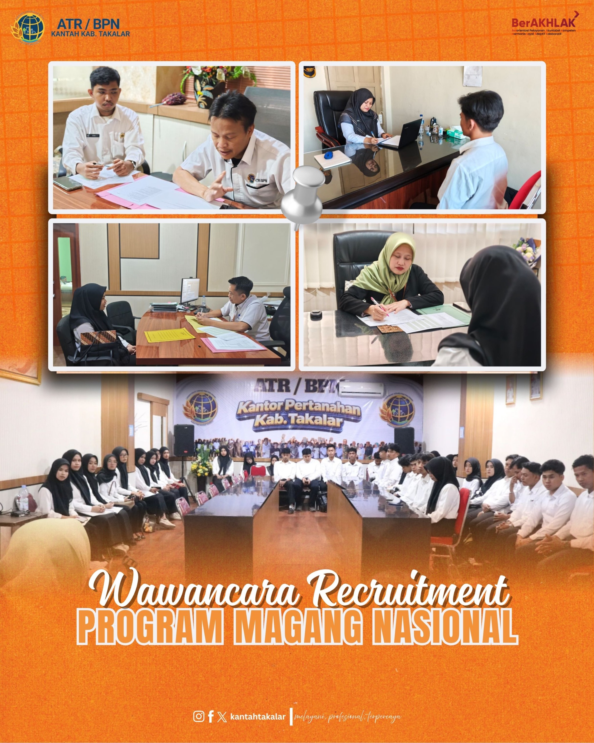 Kantor Pertanahan Kabupaten Takalar melaksanakan tahap Wawancara Recruitment Program Magang Nasional