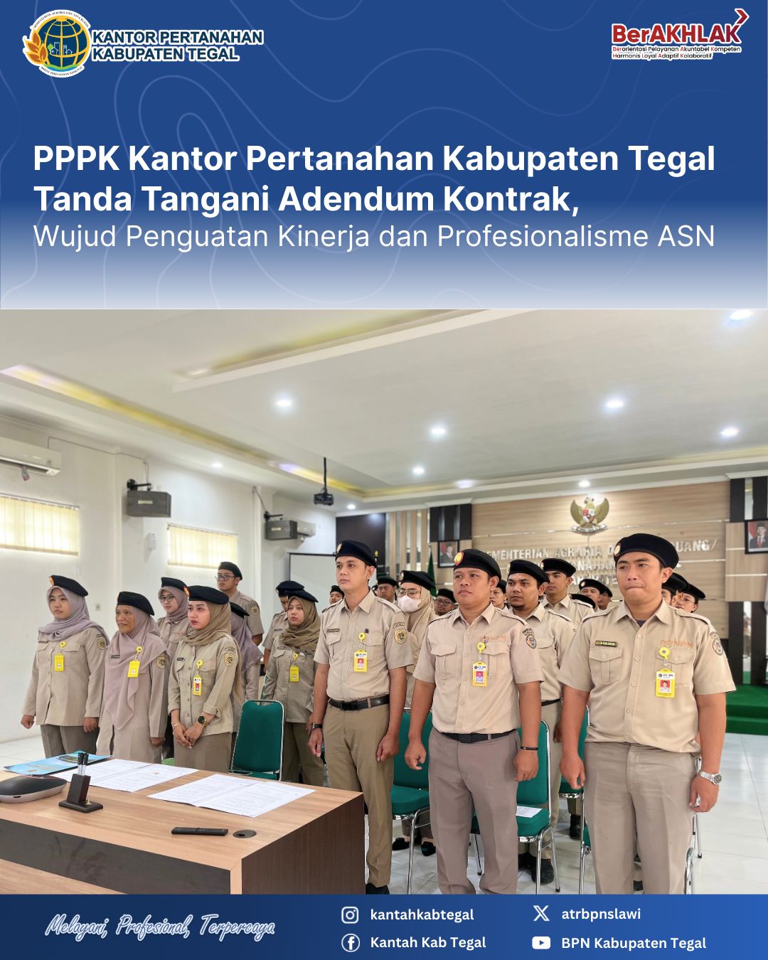PPPK Kantor Pertanahan Kabupaten Tegal Tanda Tangani Adendum Kontrak, Wujud Penguatan Kinerja dan Profesionalisme ASN