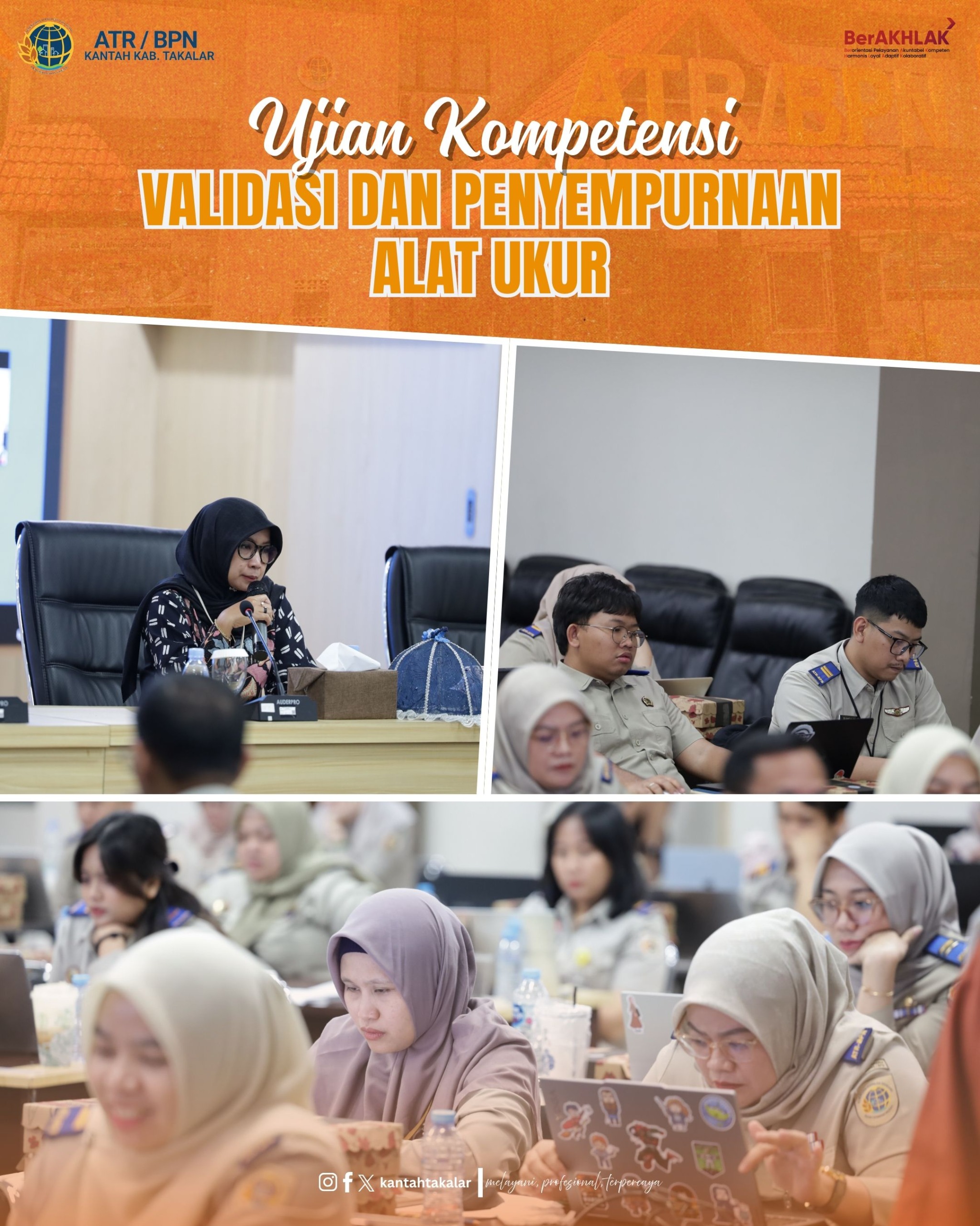 19 pegawai Kantor Pertanahan Kabupaten Takalar mengikuti kegiatan Ujian Kompetensi Validasi dan Penyempurnaan Alat Ukur