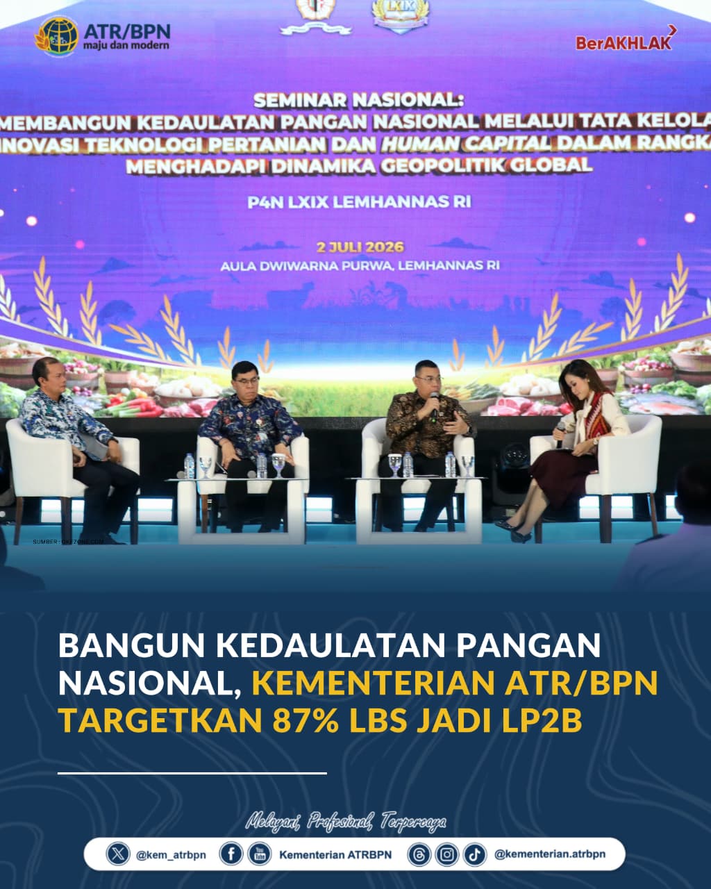 Bangun Kedaulatan Pangan Nasional, Kementerian ATR/BPN Targetkan 87% LBS Jadi LP2B