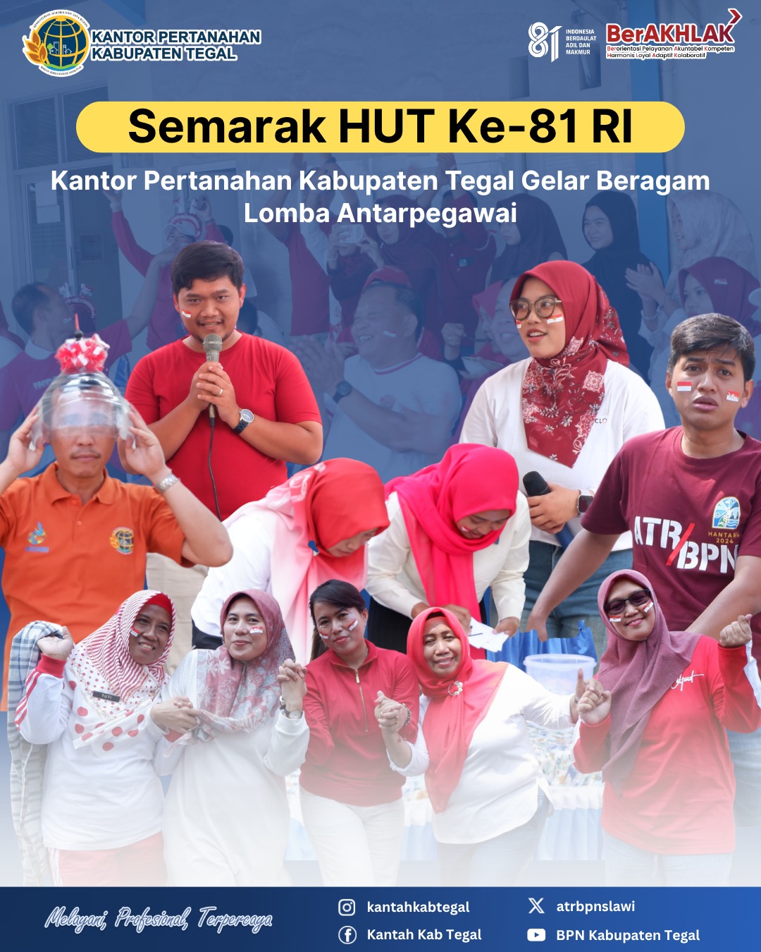 Semarak HUT Ke-81 RI, Kantor Pertanahan Kabupaten Tegal Gelar Beragam Lomba Antarpegawai