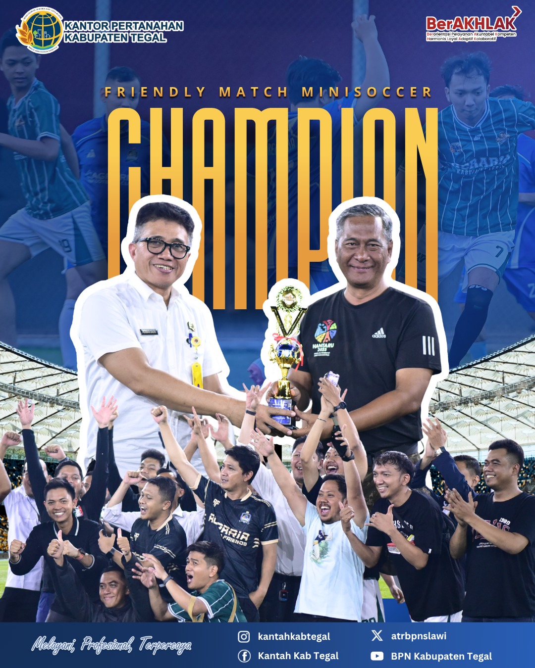 Bangun Zona Integritas Lewat Olahraga, Kantor Pertanahan Kabupaten Tegal Jadi Juara Friendly Match Mini Soccer
